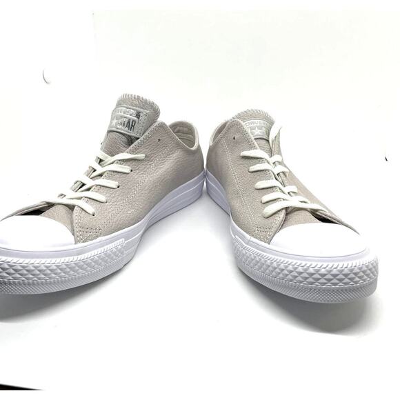 Converse Chuck Taylor All Star OX Leather Sneaker Pale Putty Silver Womens 8 - Picture 2 of 10